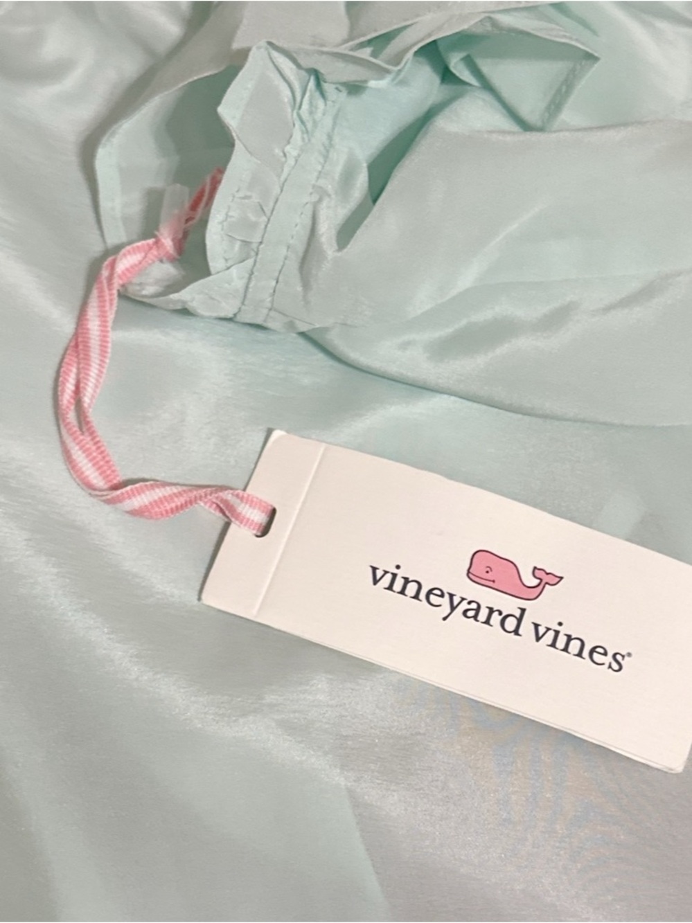 Vineyard Vines Women’s Double Ruffle Sleeve Top Blouse Bleached Aqua  NWT XL - Picture 6 of 7